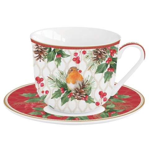 Easy Life/Nuova R2S, filiżanka 370ml ze spodkiem - CHRISTMAS BERRIES