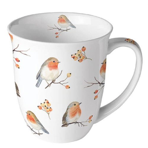 Ambiente, kubek 400ml - Robin Family, ptaki-rudziki